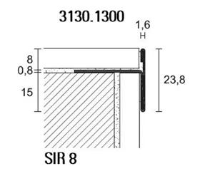 Typ SIR poliert 22460603 Winkel-/Treppenkantenprofil (B